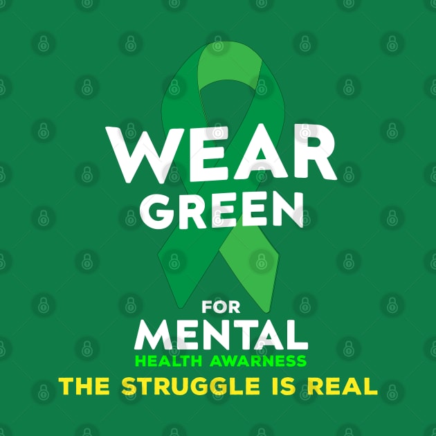 Wear Green For Mental Health Awareness Month Green Ribbon by NASSER43DZ