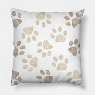 Light brown colored paw print Pillow