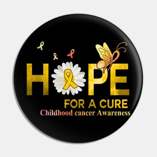 Hope For A Cure  Butterfly Flower Childhood cancer Pin