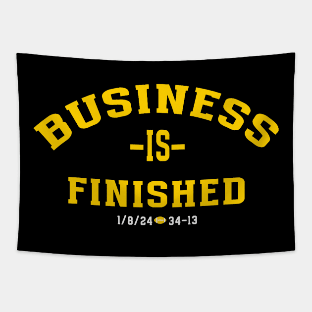 Michigan Business Is Finished 1 8 24 34 -13 Tapestry by Mitsue Kersting