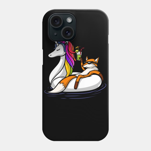 Fox Riding A Unicorn Float Phone Case by underheaven