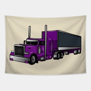 Semi-trailer truck cartoon illustration Tapestry