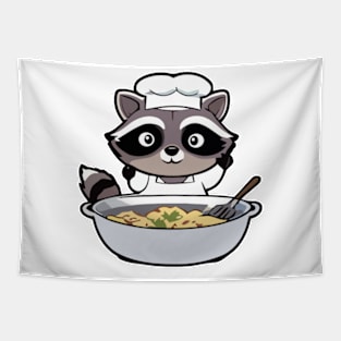 Raccoon Cooking Tapestry