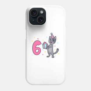 I am 6 with cat - girl birthday 6 years old Phone Case