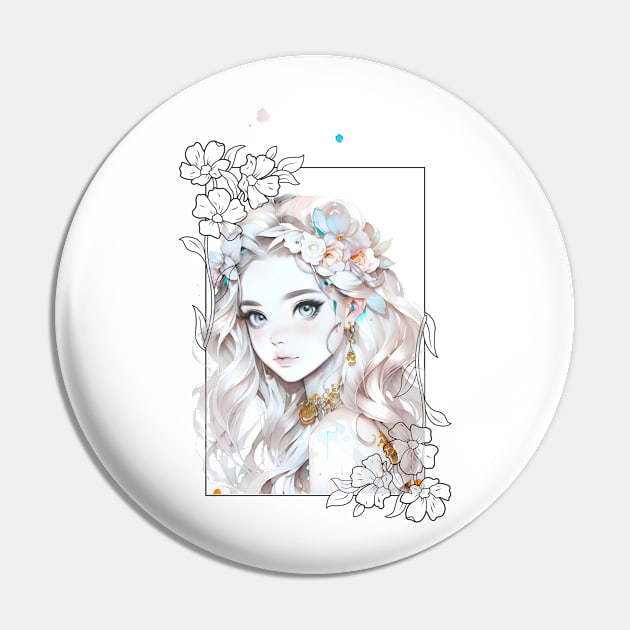 anime Flower Girl Pin by Heawonshop