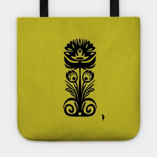 Folk flower , black Tote