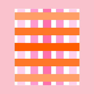 Pink and Orange, Plaid, Stripes, Grid T-Shirt