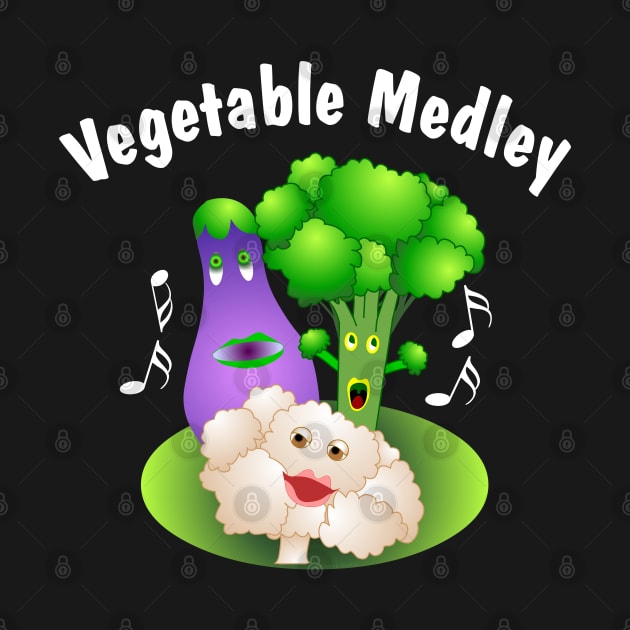 Vegetable Medley White Text by Barthol Graphics