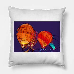 Night Glow Hot Air Balloons In Abstract Pillow