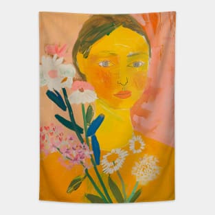 Woman Abstract Yellow Portrait Matisse Tapestry