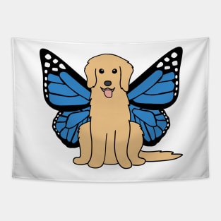 Blue Golden Retriever Butterfly Tapestry