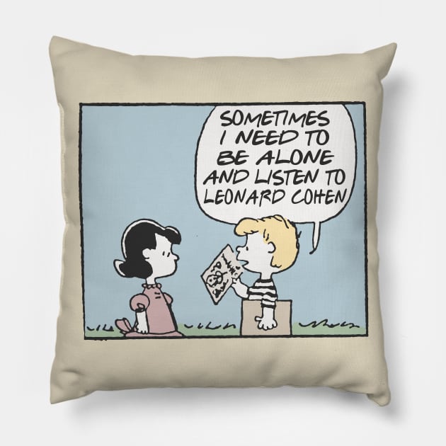 Leonard Cohen / Vinyl Obsessive Comic / Fan Art Design Pillow by DankFutura