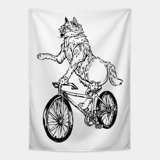 SEEMBO Wolf Cycling Bicycle Bicycling Biking Riding Fun Bike Tapestry