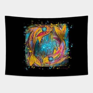 Koi Fish Yin Yang Abstract Tapestry