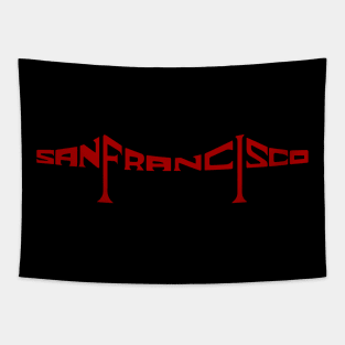 San Francisco Bridge 49ers Red Tapestry