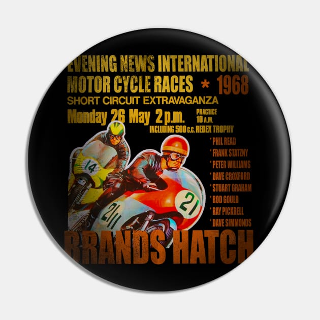 Vintage Motorcycle Racers 1968 Brands Hatch Track Pin by MotorManiac