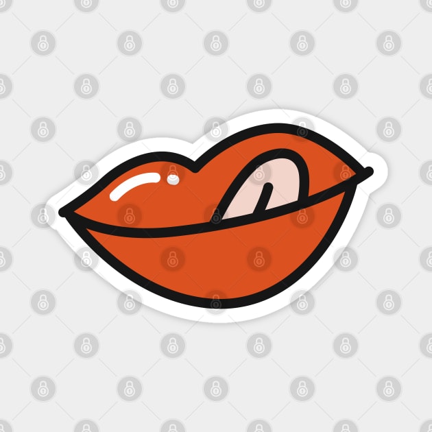 Red Lips - Tongue Sticking Out Magnet by souloff