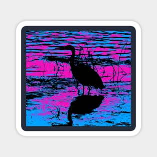 Midnight Heron - Blue Heron Magnet