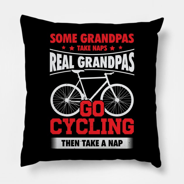 Bicycle Cycling Grandpa Cyclist Grandfather Gift Pillow by Dolde08