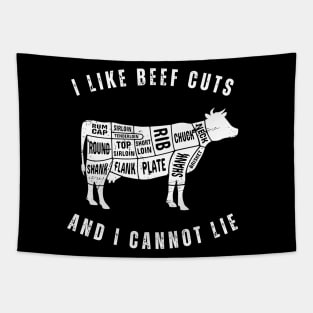 I Like Beef Cuts - Funny Cow Graphic - White Tapestry