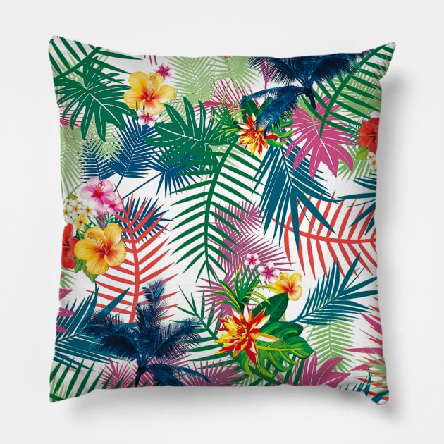 Colorful palm leaves Pillow by ilhnklv