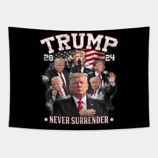 President Donald J Trump 2024 Never Surrender, Trump Mugshot - Trump Never Surrender Tapestry