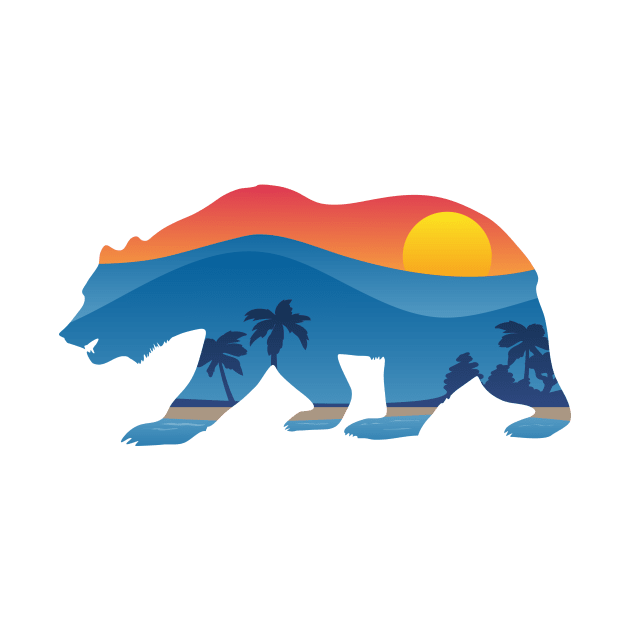 California bear with mountain shoreline summer scene overlay by hobrath