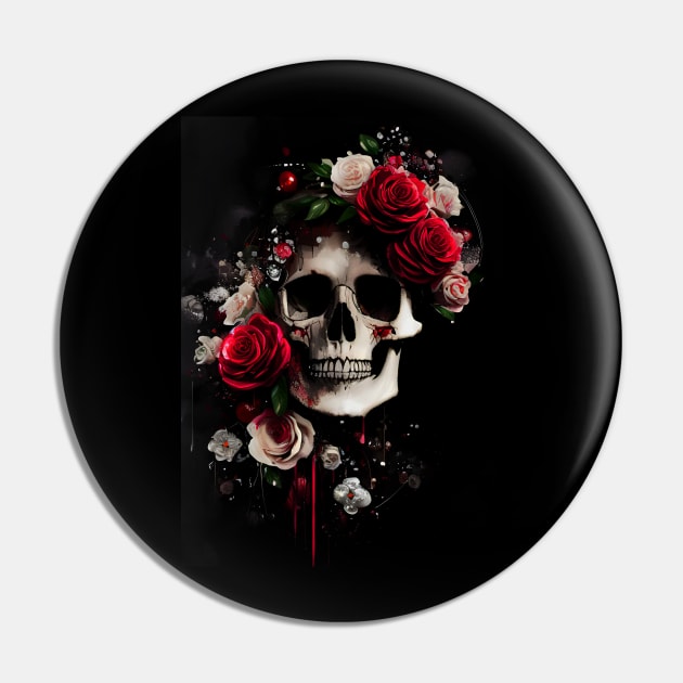 Skull and rose design Pin by Dope_Design