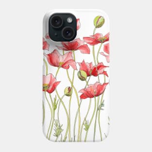 Red Poppies, Illustration Phone Case