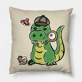 Detective Tyrannosaurus Dinosaur Dino Cartoon Cute Character Pillow