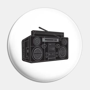 Boombox (Gray Lines + Black Drop Shadow) Analog / Music Pin