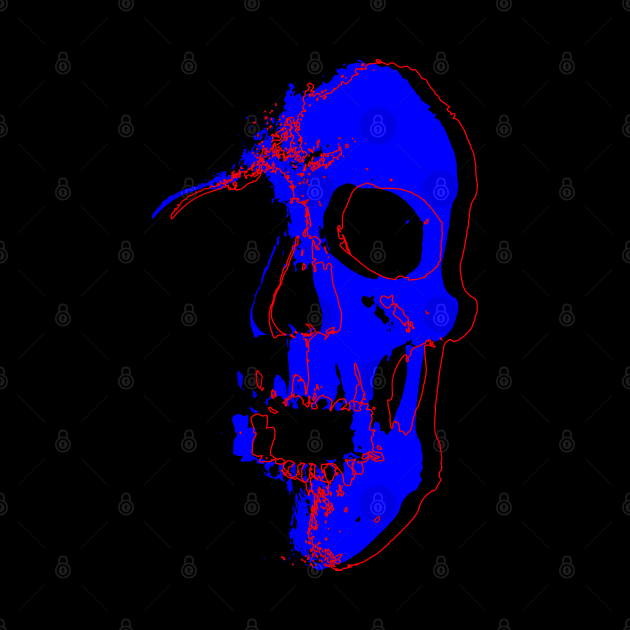 Neon Blue Skull by CJ Ramirez