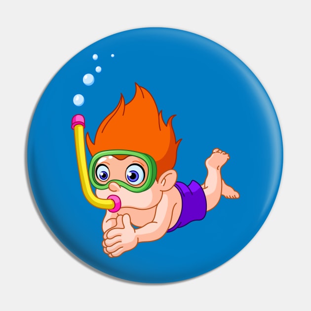 Snorkeling Kid Pin by DigiToonsTreasures