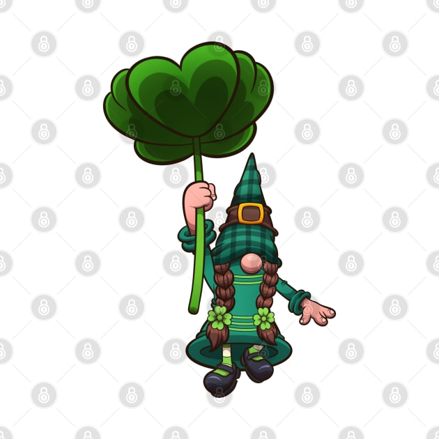 Female Leprechaun Gnome Flying With Clover Leaf by TheMaskedTooner