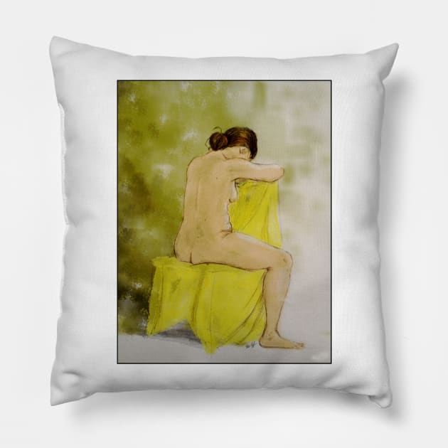 Seated Nude - Karen 2015 Pillow by scoffin