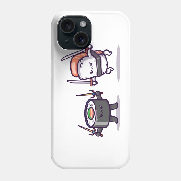 Cute Sushi And Onigiri Fighting Phone Case by Catalyst Labs