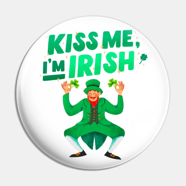 Kiss Me I'm Irish Dancing Leprechaun Pin by Danderwen Press