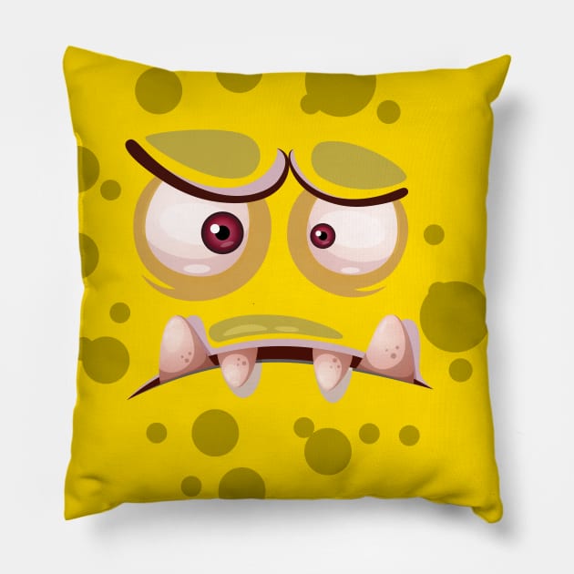 Funny Cartoon Monster Pillow by EddieBalevo