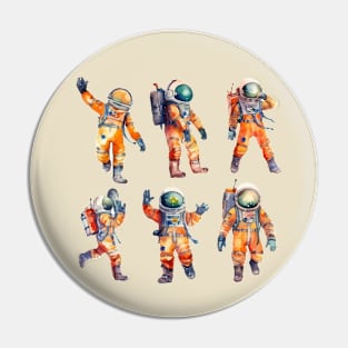 Astronaut Watercolor Funny People Pin