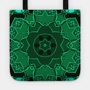 Cartoon Mandala Flower Green Tote