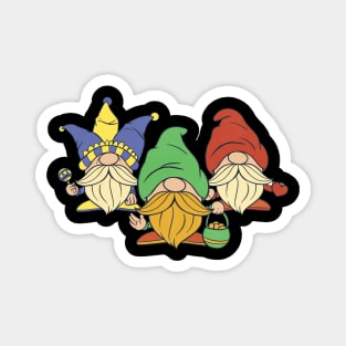 Gnomes dressed for mardi gras Magnet