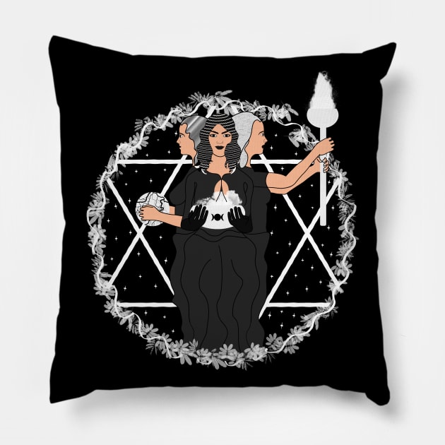 Hecate Goddess Moon Witchcraft Witch Pillow by Manzo Carey