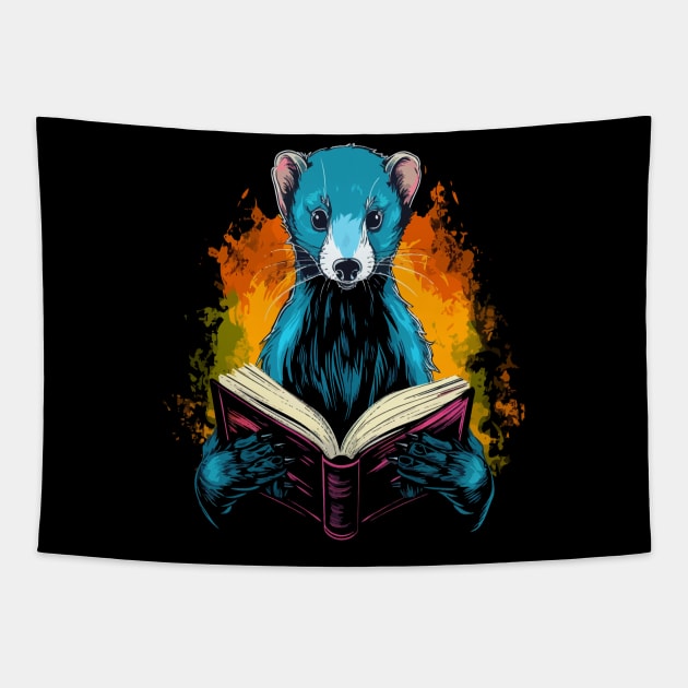 Weasel Reads Book Tapestry by JH Mart