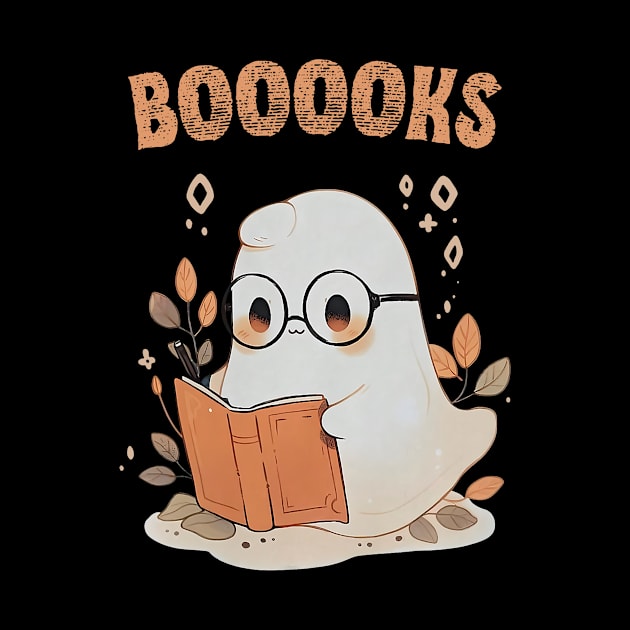 Funny Halloween Cute Ghost Book Reading School Teacher by everetto