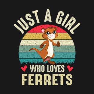 Just A Girl Who Loves Ferrets Funny Ferret Girl Gift Ferrets Lover Presents T-Shirt