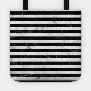 Marble Stripes Pattern - Black and White Tote