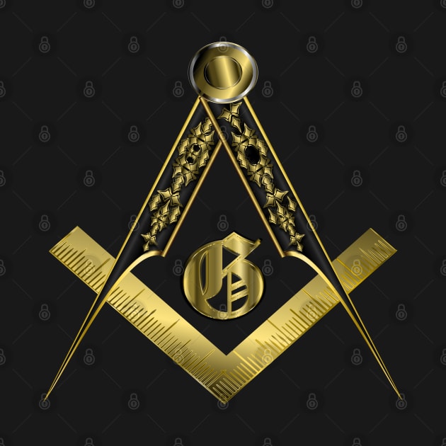 Masonic Square and Compass -Black  Gold by geodesyn