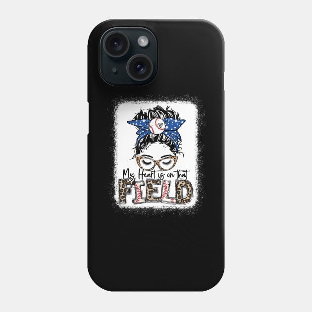 My heart is on that Field Baseball Tee Leopard Baseball Mom Phone Case by Wonder man 