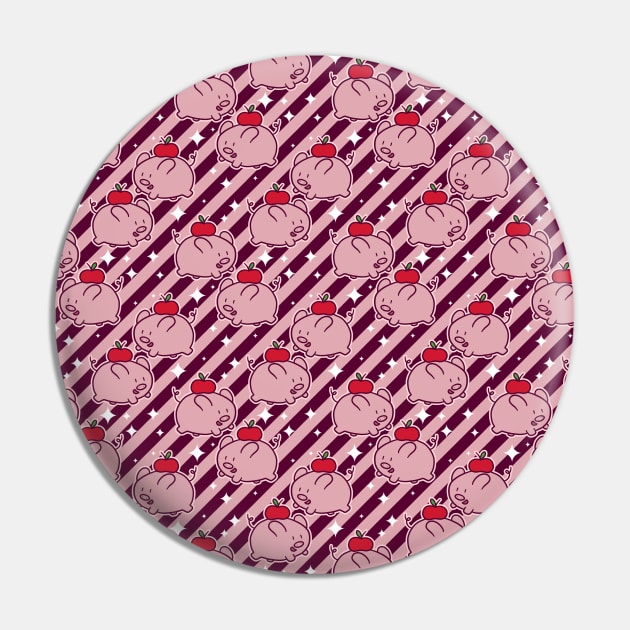 Apple Pig Striped Pattern Pin by saradaboru