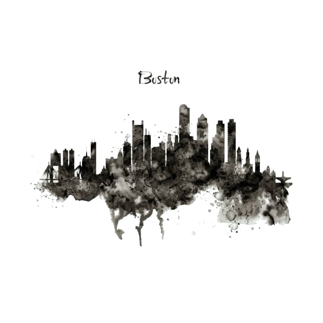 Boston Skyline Black and White by Marian Voicu